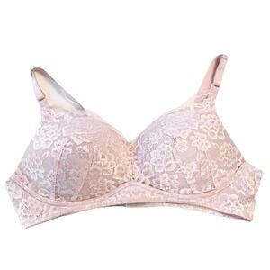 Torrid Bra Women's 40B Push Up Dream Wire-Free Floral Lace Padded Light Pink